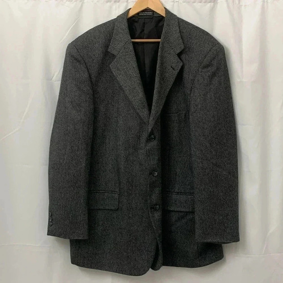 Men’s Stafford Sports Coat Size 50R Black And Gray EUC